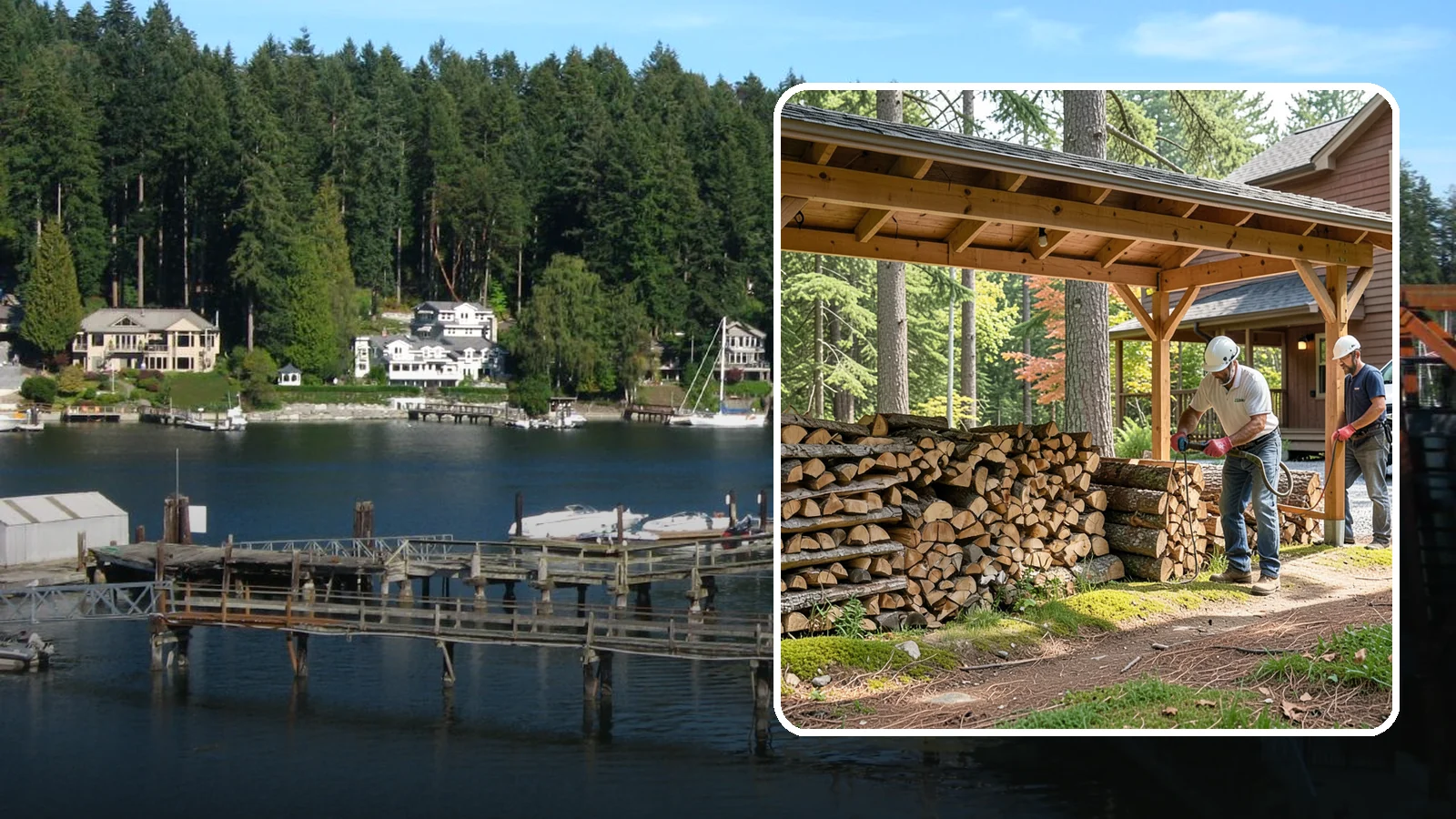 Firewood Organization in Gig Harbor, Pierce County, WA - We reorganize a disorganized woodpile into tidy, well-ventilated stacks that dry faster and are easy to draw from.