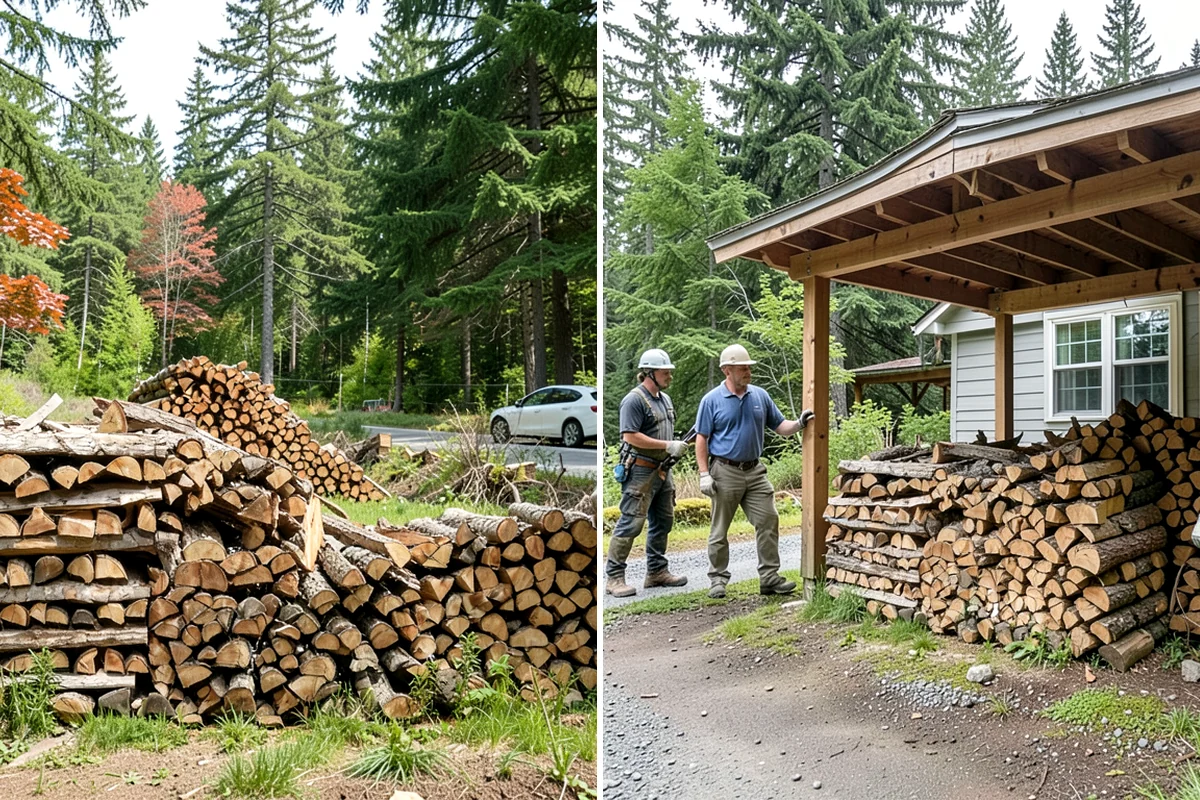 Firewood Organization in Kenmore, King County, WA - Assess the existing pile and clear the area