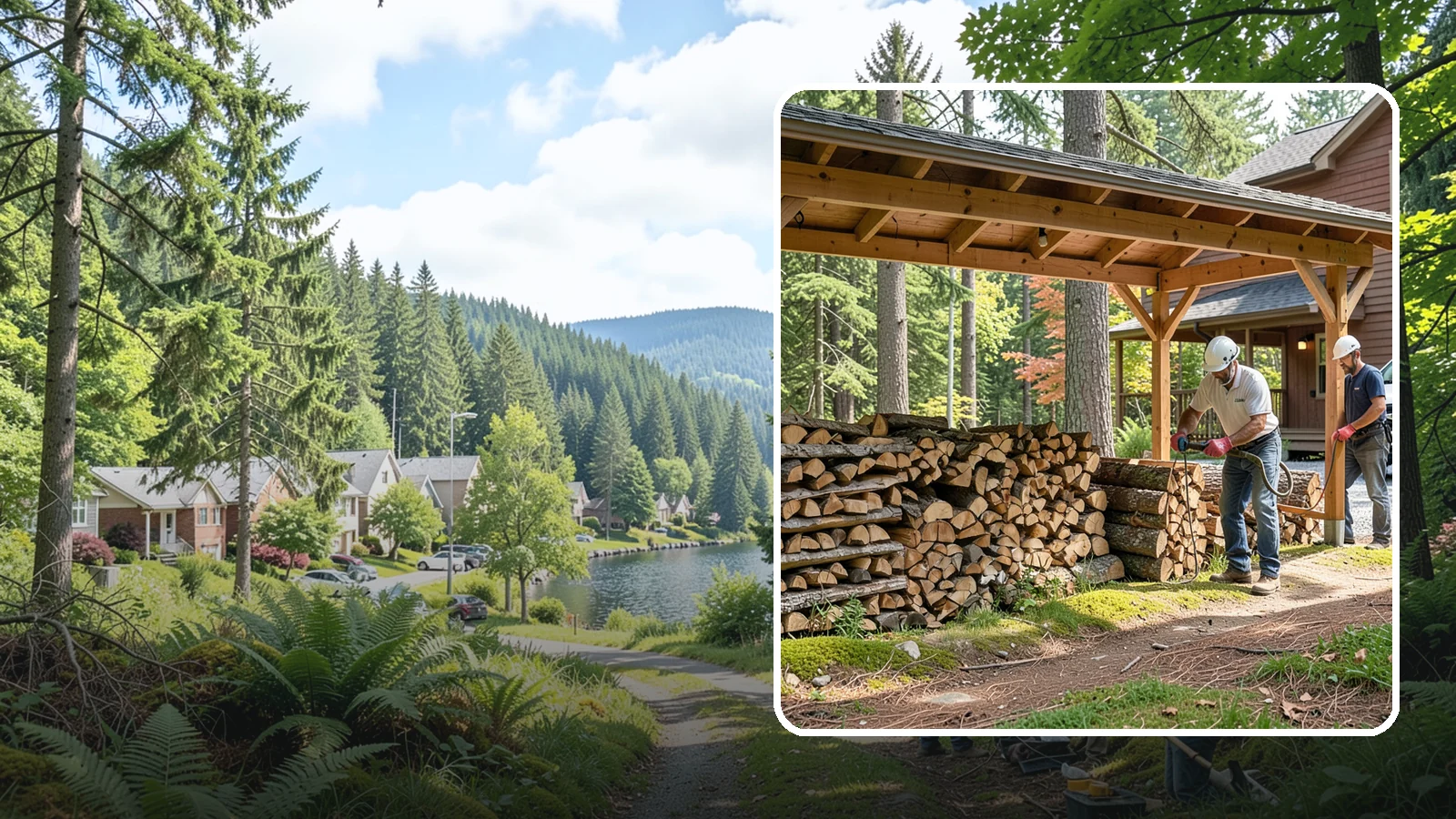 Firewood Organization in Lake Forest Park, King County, WA - We reorganize a disorganized woodpile into tidy, well-ventilated stacks that dry faster and are easy to draw from.