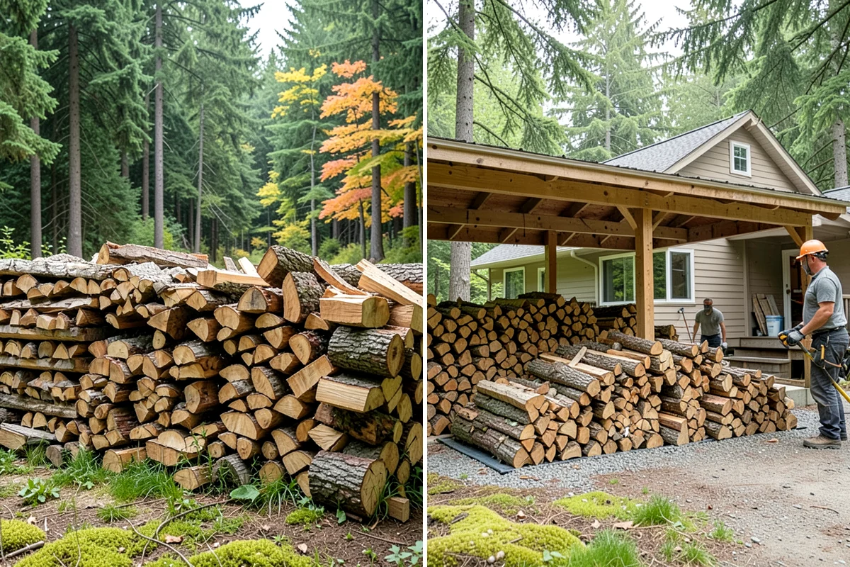 Firewood Organization in Lake Forest Park, King County, WA - Assess the existing pile and clear the area