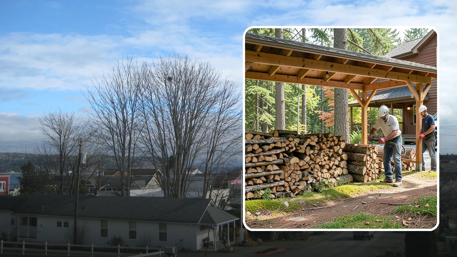 Firewood Organization in Langley, Island County, WA - We reorganize a disorganized woodpile into tidy, well-ventilated stacks that dry faster and are easy to draw from.