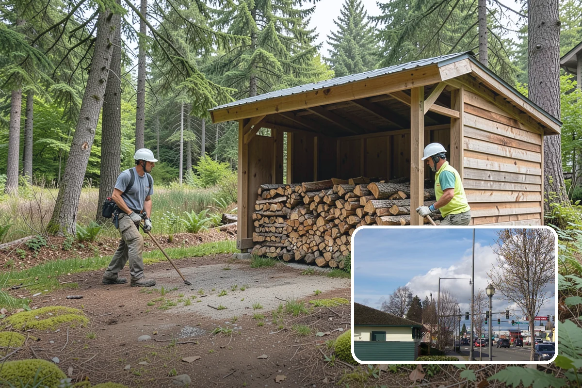 Firewood Organization in Marysville, Snohomish County, WA - Turns a rotting heap into fast-drying stacks