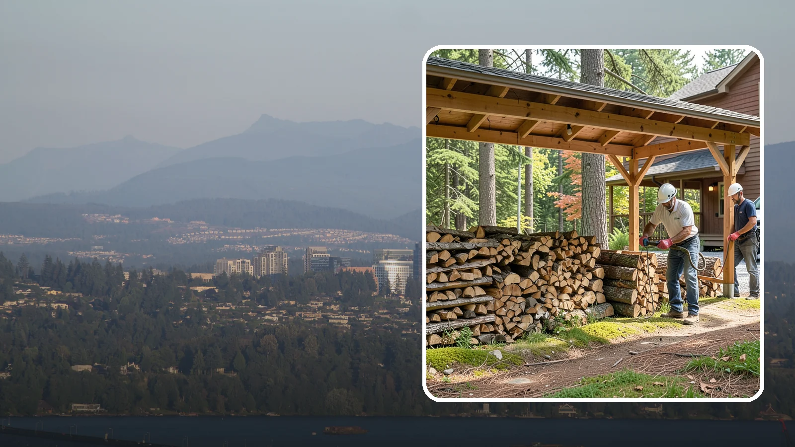 Firewood Organization in Medina, King County, WA - We reorganize a disorganized woodpile into tidy, well-ventilated stacks that dry faster and are easy to draw from.