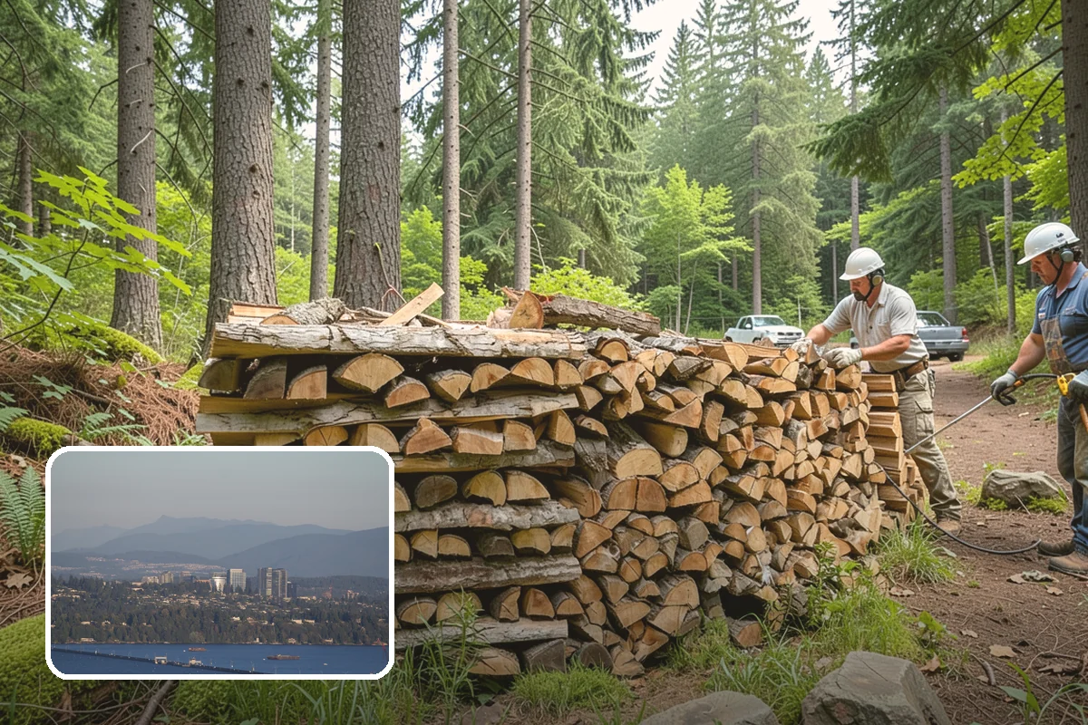 Firewood Organization in Medina, King County, WA - Turns a rotting heap into fast-drying stacks