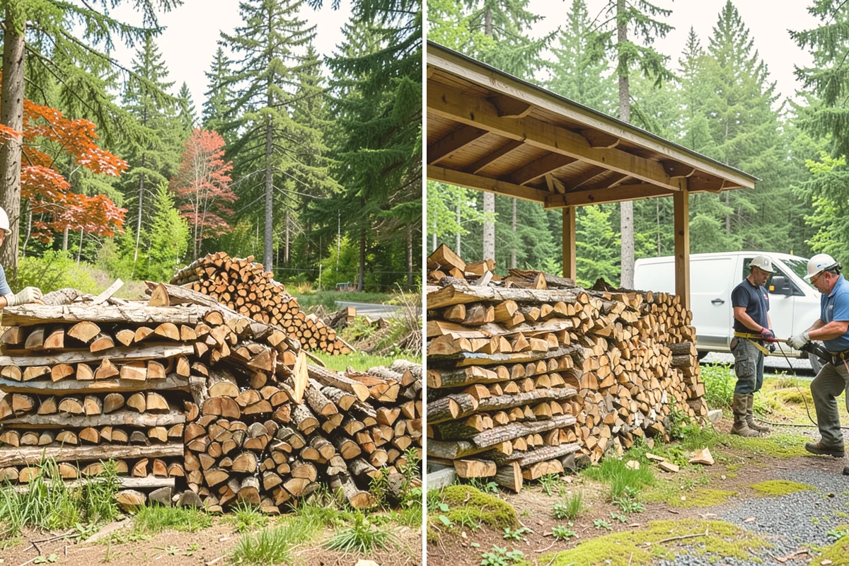 Firewood Organization in Orting, Pierce County, WA - Assess the existing pile and clear the area