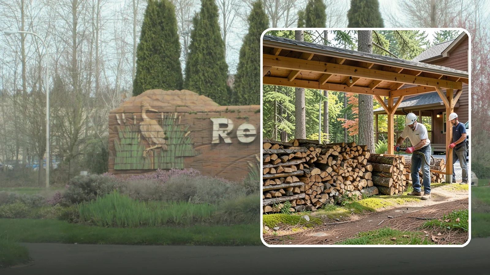 Firewood Organization in Renton, King County, WA - We reorganize a disorganized woodpile into tidy, well-ventilated stacks that dry faster and are easy to draw from.