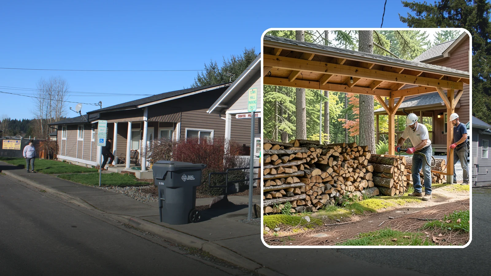 Firewood Organization in South Prairie, Pierce County, WA - We reorganize a disorganized woodpile into tidy, well-ventilated stacks that dry faster and are easy to draw from.