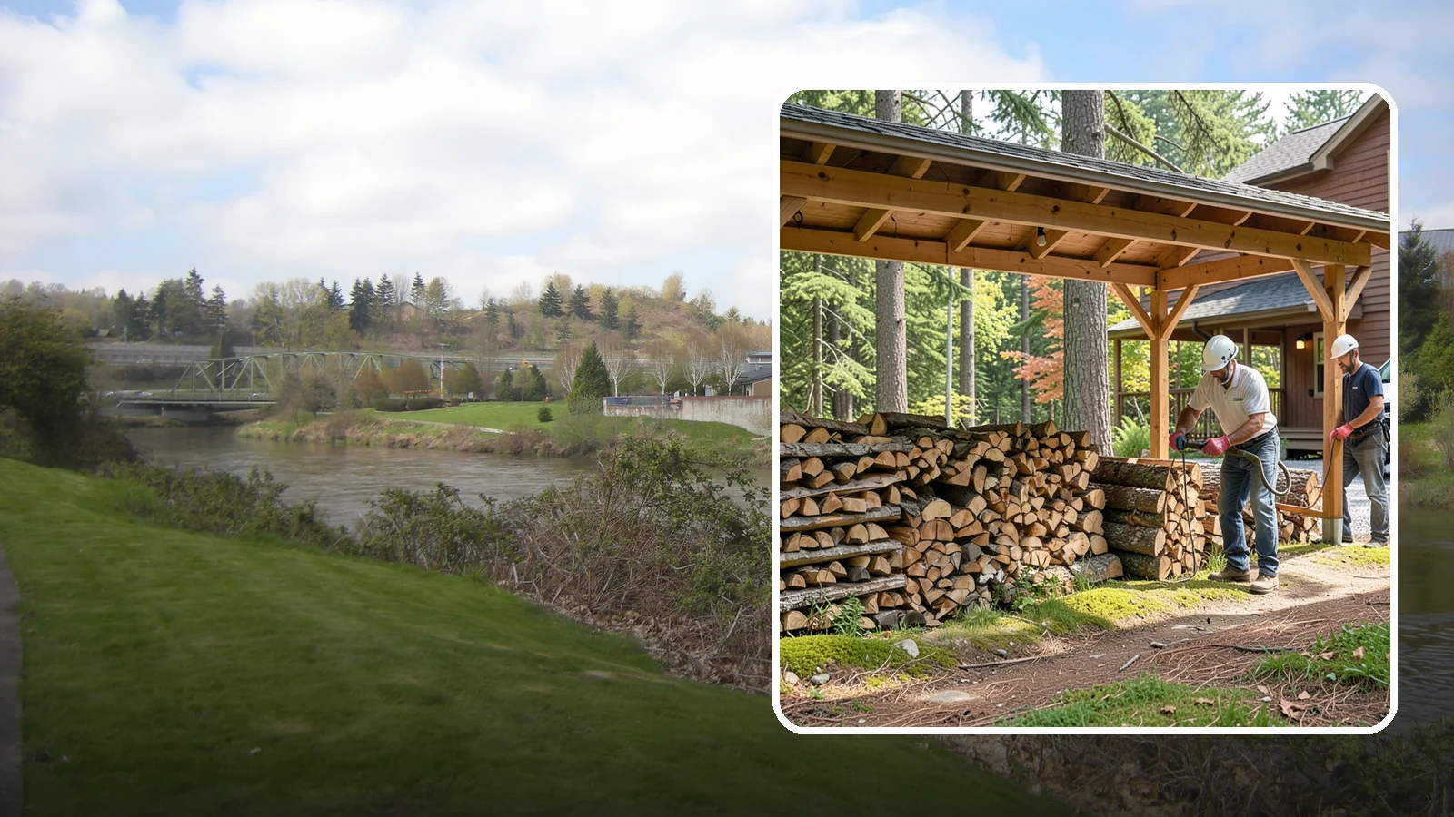 Firewood Organization in Tukwila, King County, WA - We reorganize a disorganized woodpile into tidy, well-ventilated stacks that dry faster and are easy to draw from.