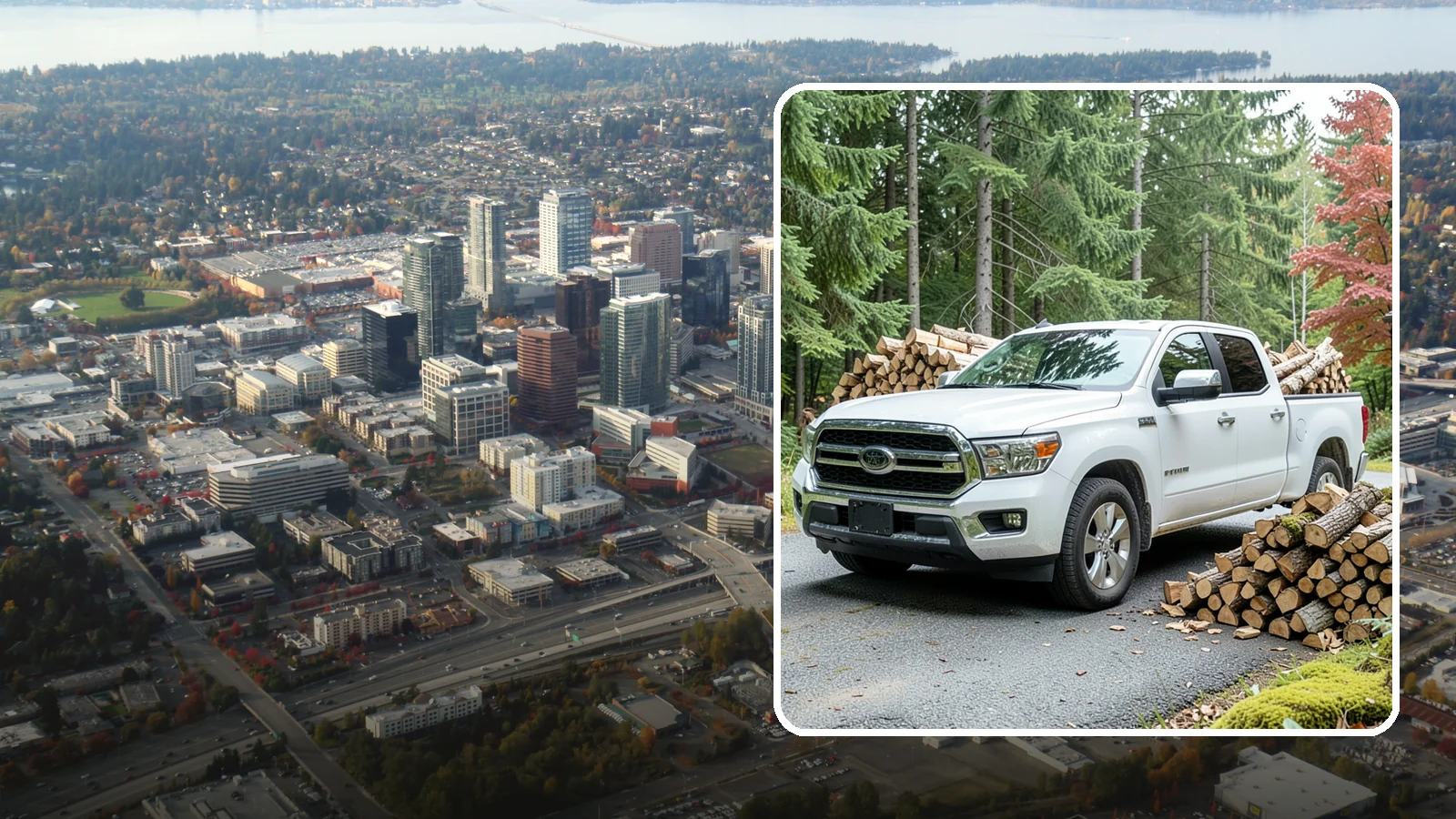 Firewood Pickup in Bellevue, King County, WA - Save on delivery by picking up seasoned, ready-to-burn firewood directly from our Pacific Northwest yard.