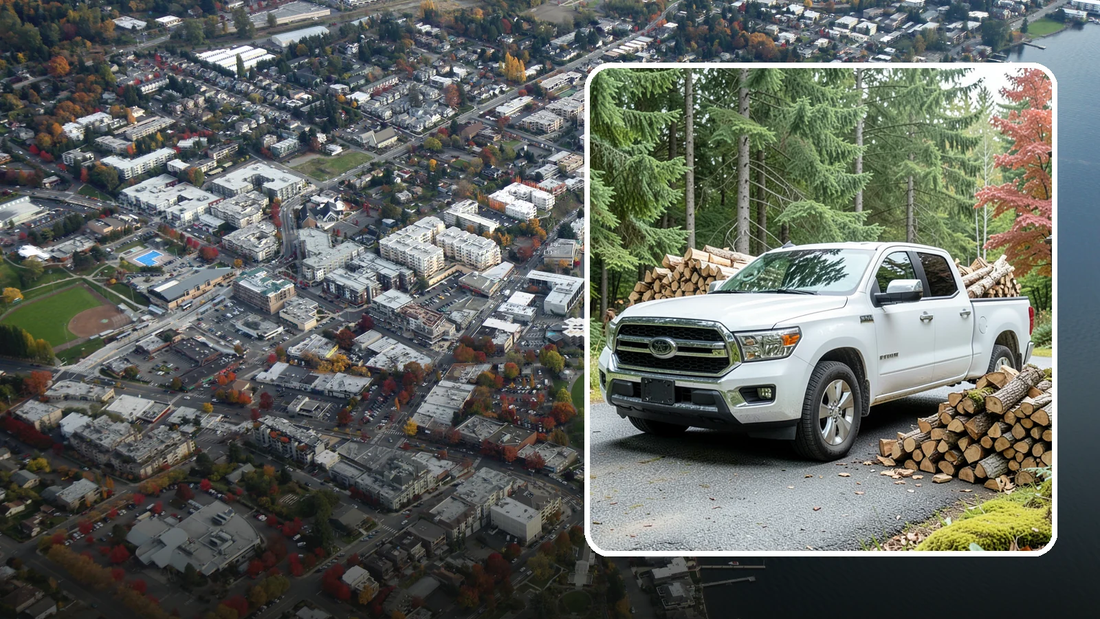 Firewood Pickup in Kirkland, King County, WA - Save on delivery by picking up seasoned, ready-to-burn firewood directly from our Pacific Northwest yard.