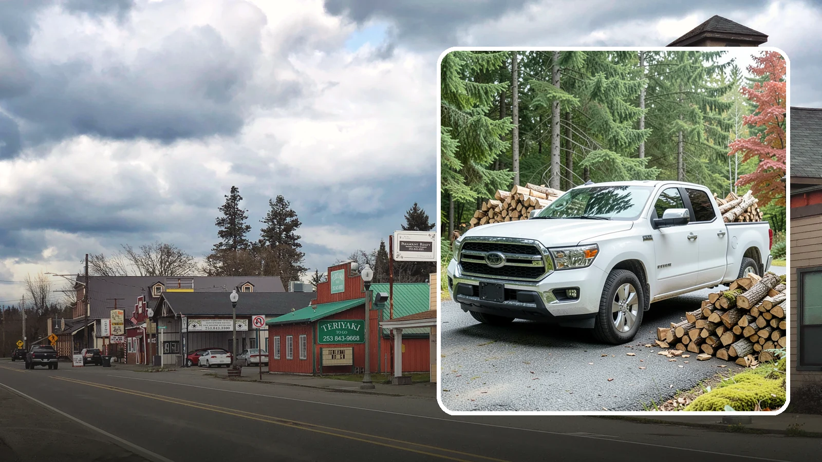 Firewood Pickup in Roy, Pierce County, WA - Save on delivery by picking up seasoned, ready-to-burn firewood directly from our Pacific Northwest yard.