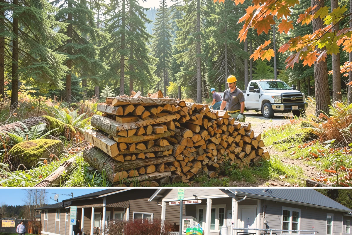 Firewood Pickup in South Prairie, Pierce County, WA - Pickup is available year-round, but stock is freshest and most plentiful in late summer and fall.