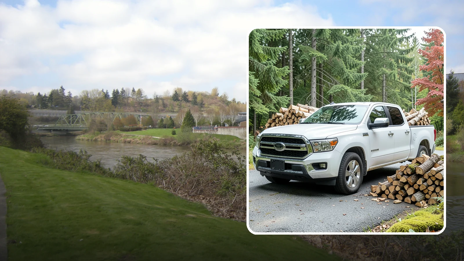 Firewood Pickup in Tukwila, King County, WA - Save on delivery by picking up seasoned, ready-to-burn firewood directly from our Pacific Northwest yard.