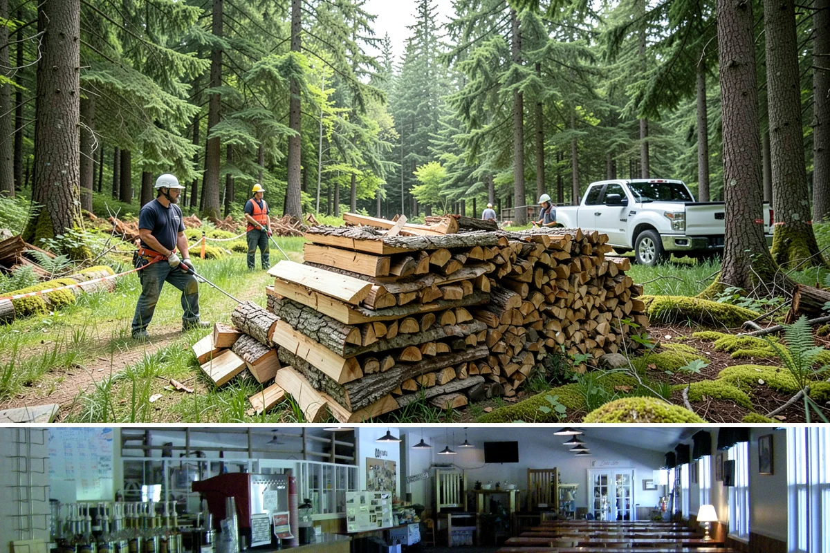 Firewood Processing in Black Diamond, King County, WA - Processing in the dry months lets the finished stack season fully before winter burning.