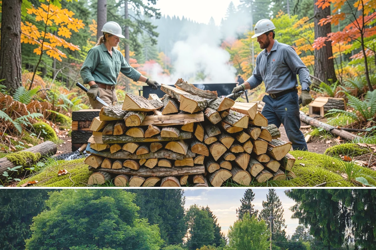 Firewood Processing in Bonney Lake, Pierce County, WA - Processing in the dry months lets the finished stack season fully before winter burning.