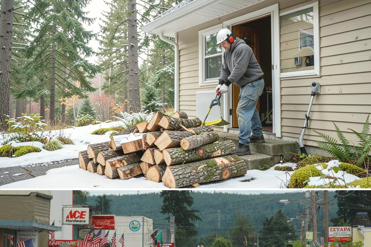 Firewood Processing in Carnation, King County, WA - Processing in the dry months lets the finished stack season fully before winter burning.