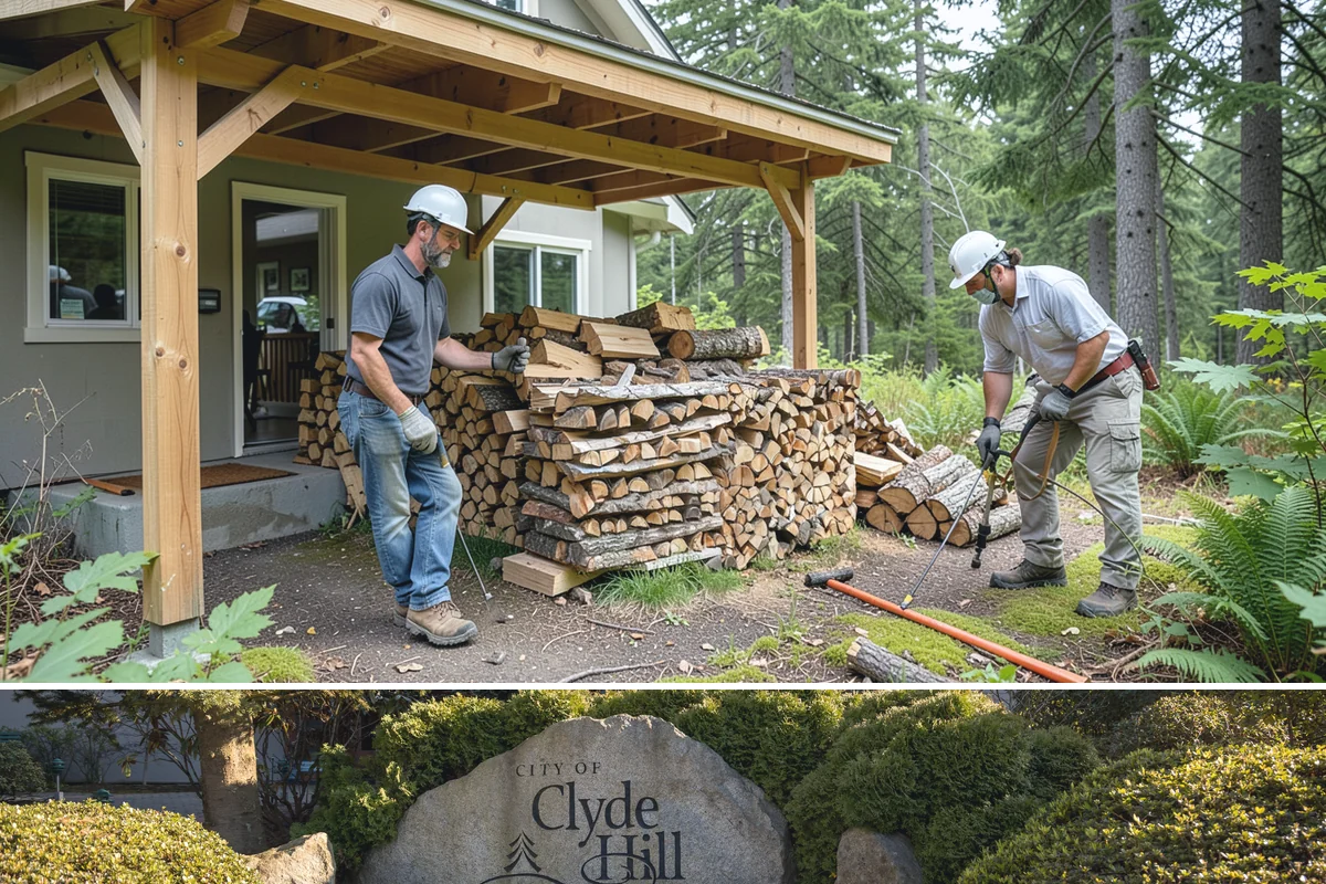 Firewood Processing in Clyde Hill, King County, WA - Processing in the dry months lets the finished stack season fully before winter burning.