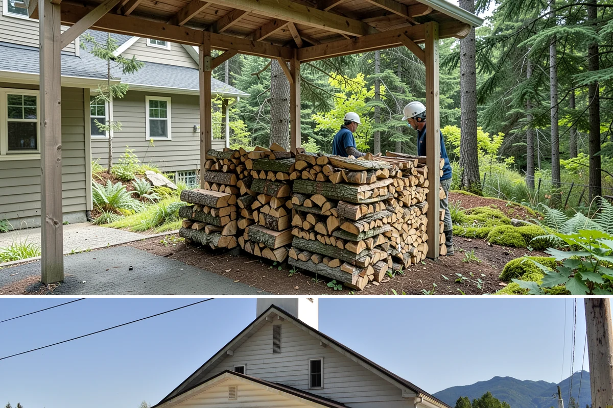 Firewood Processing in Concrete, Skagit County, WA - Processing in the dry months lets the finished stack season fully before winter burning.