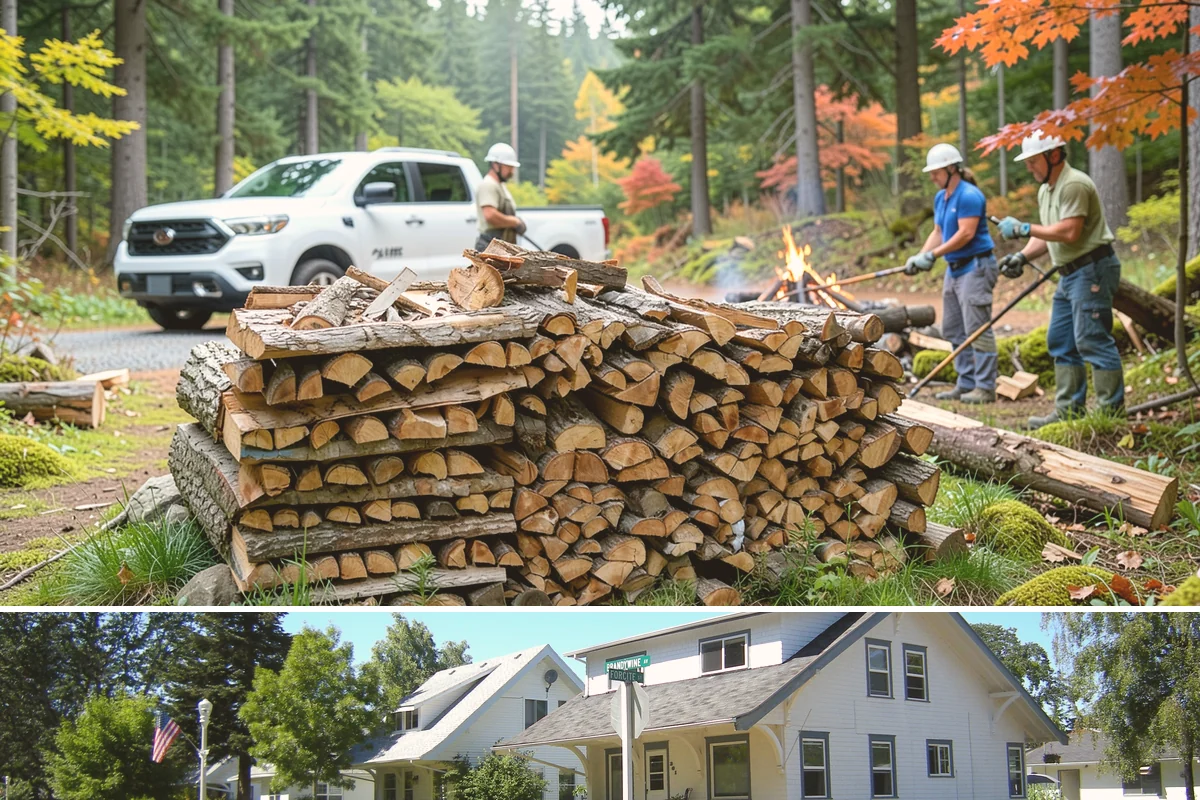Firewood Processing in DuPont, Pierce County, WA - Processing in the dry months lets the finished stack season fully before winter burning.