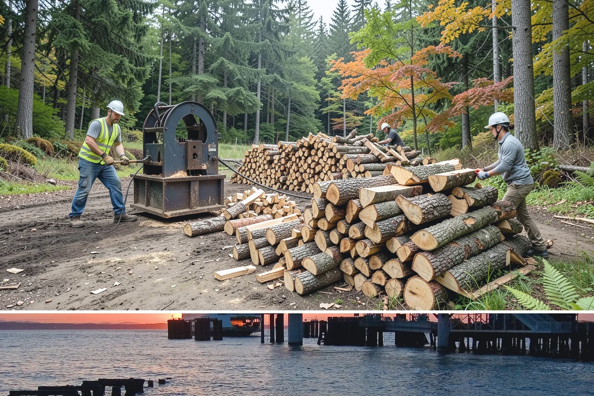 Firewood Processing in Edmonds, Snohomish County, WA - Processing in the dry months lets the finished stack season fully before winter burning.