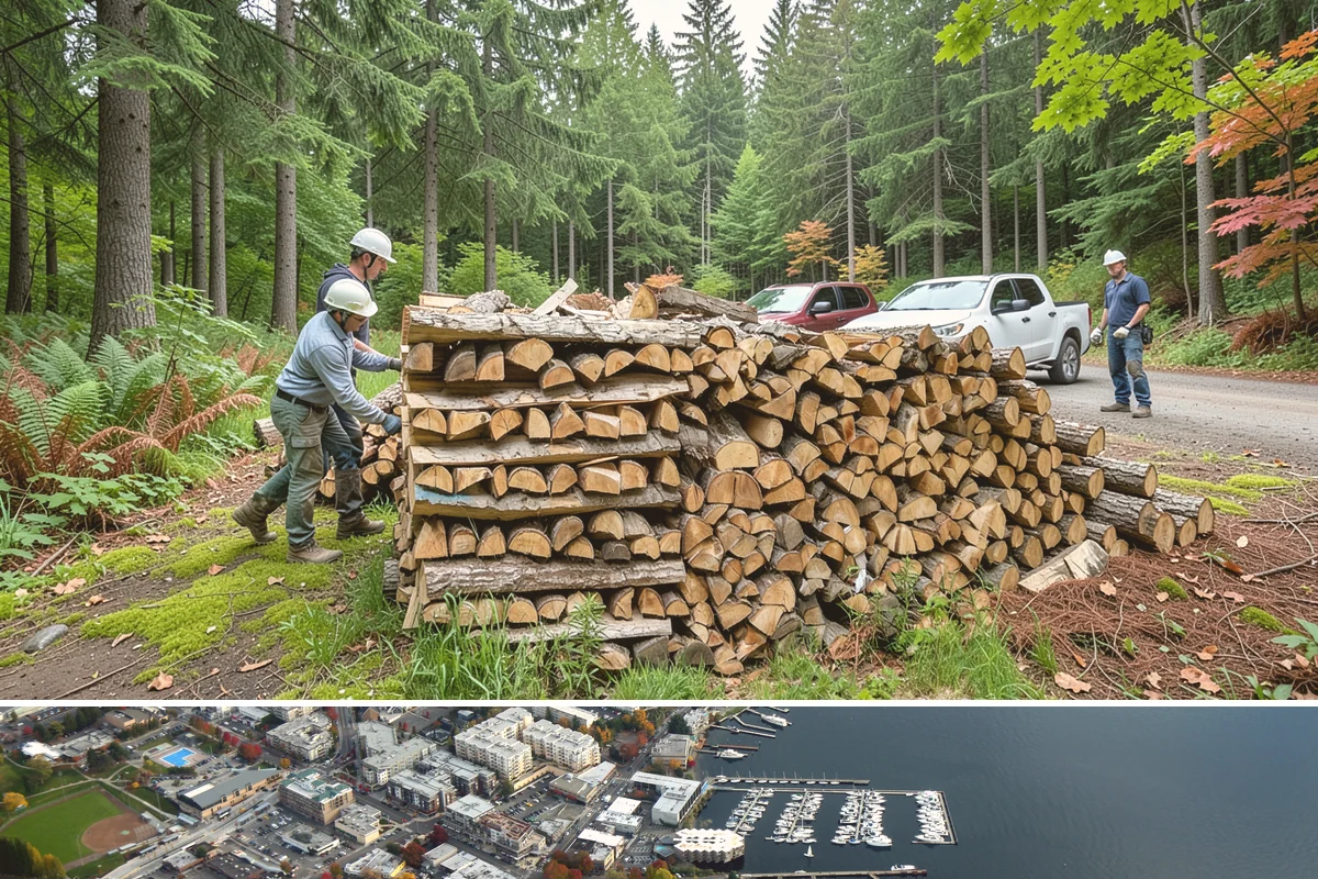 Firewood Processing in Kirkland, King County, WA - Processing in the dry months lets the finished stack season fully before winter burning.