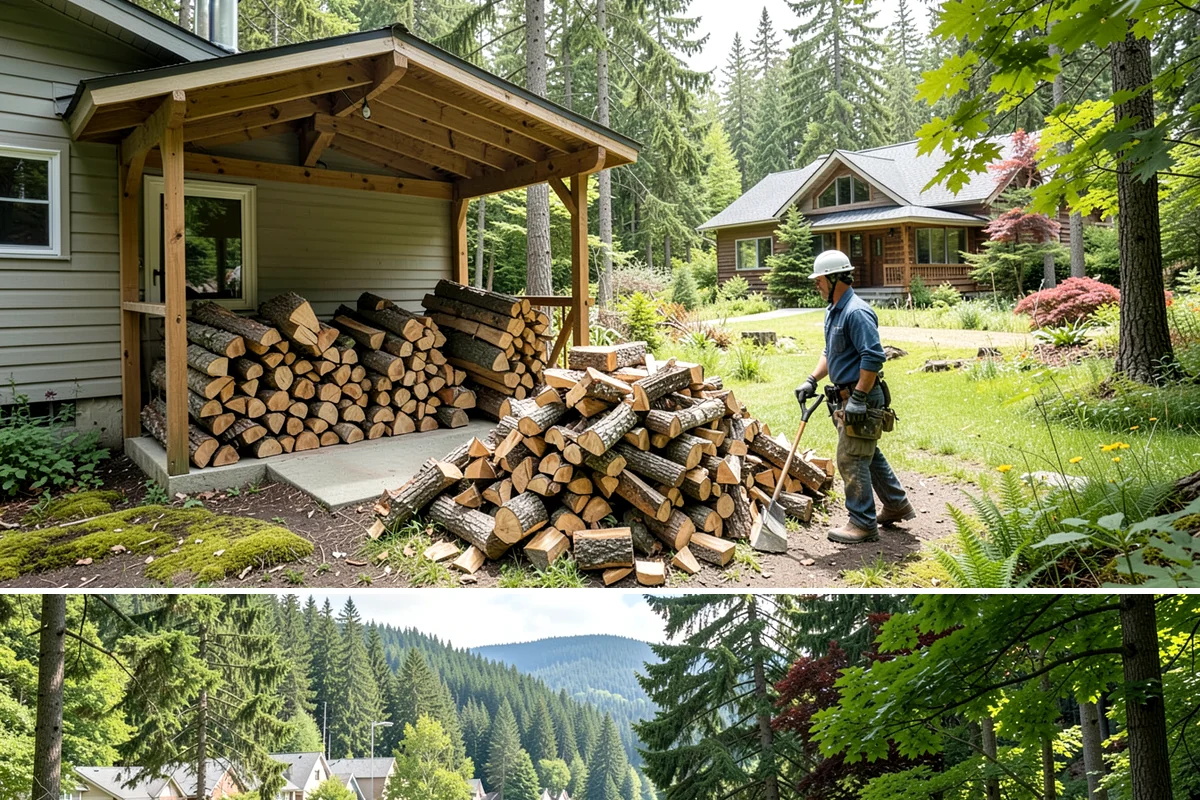 Firewood Processing in Lake Forest Park, King County, WA - Processing in the dry months lets the finished stack season fully before winter burning.