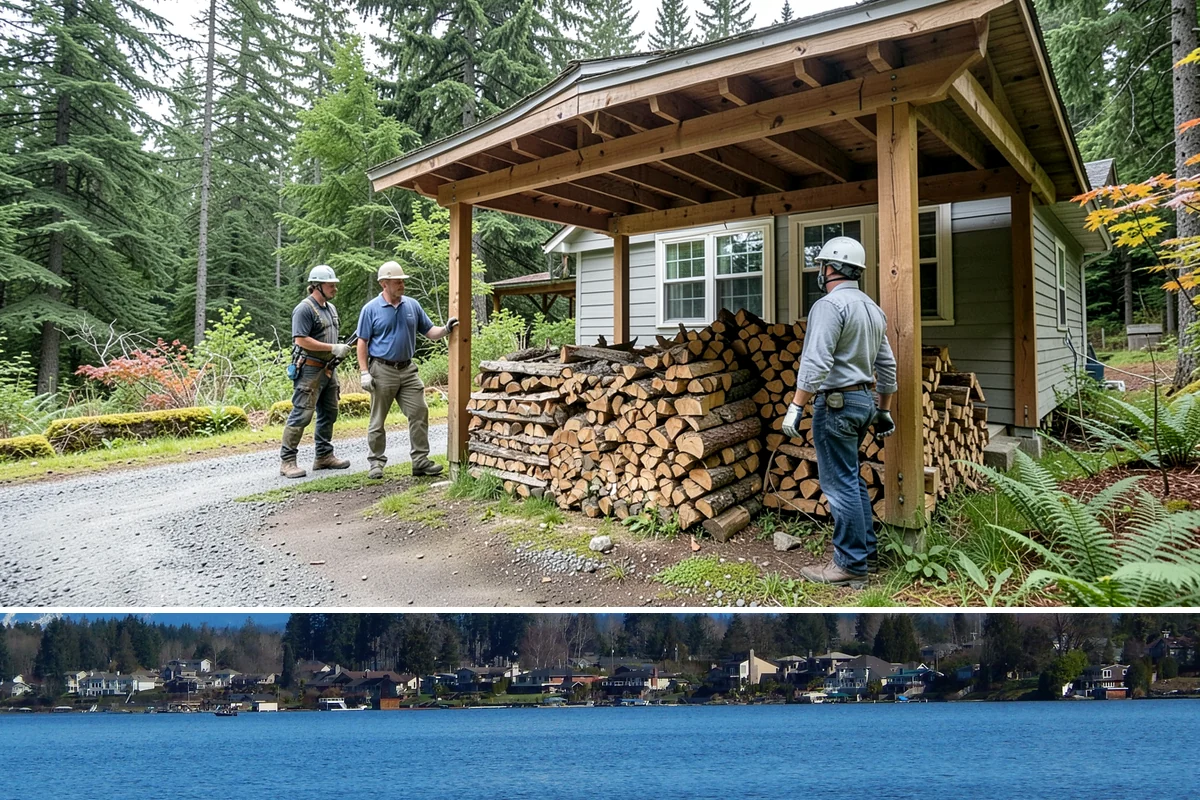 Firewood Processing in Lake Stevens, Snohomish County, WA - Processing in the dry months lets the finished stack season fully before winter burning.