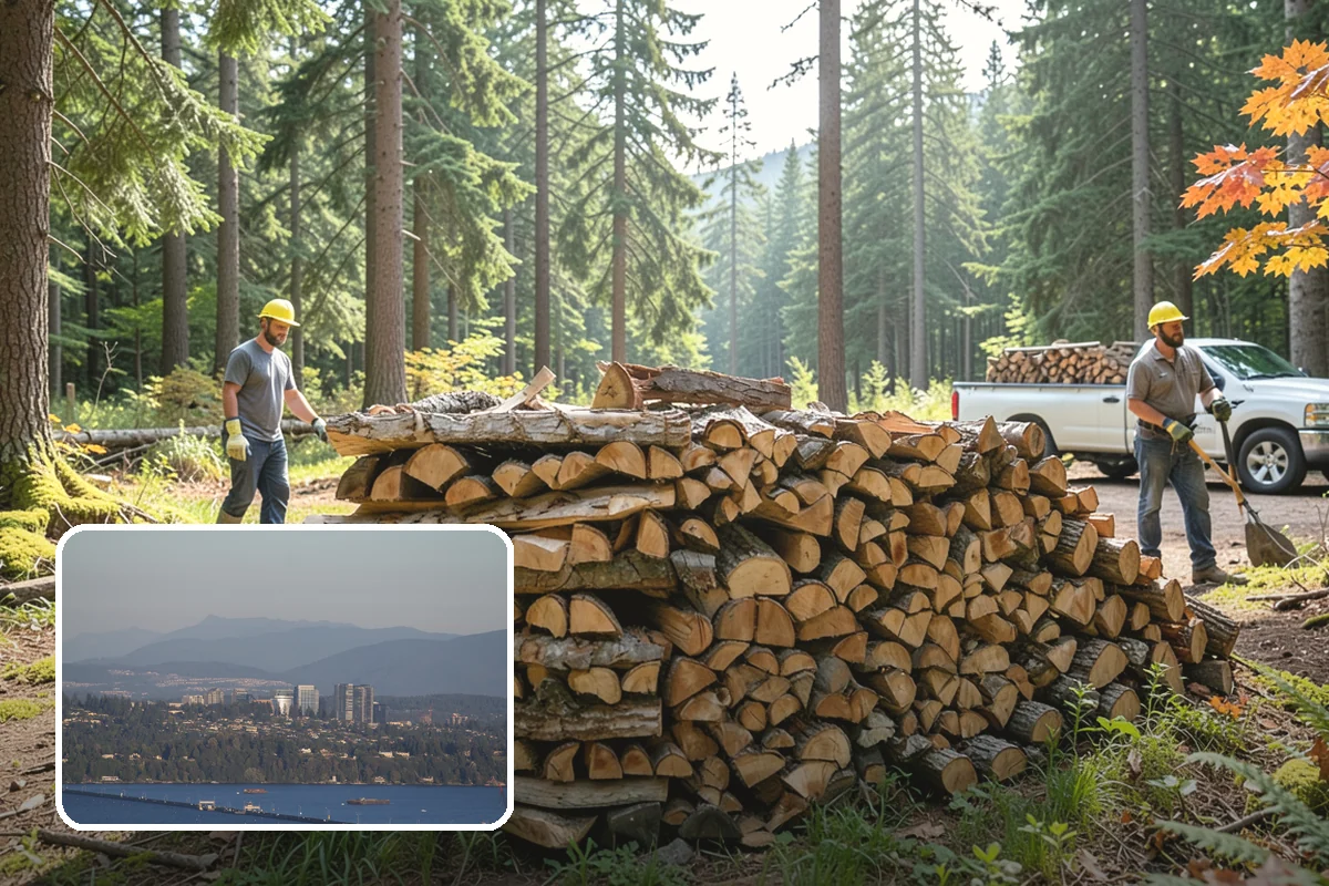 Firewood Processing in Medina, King County, WA - End-to-end service from log to stack