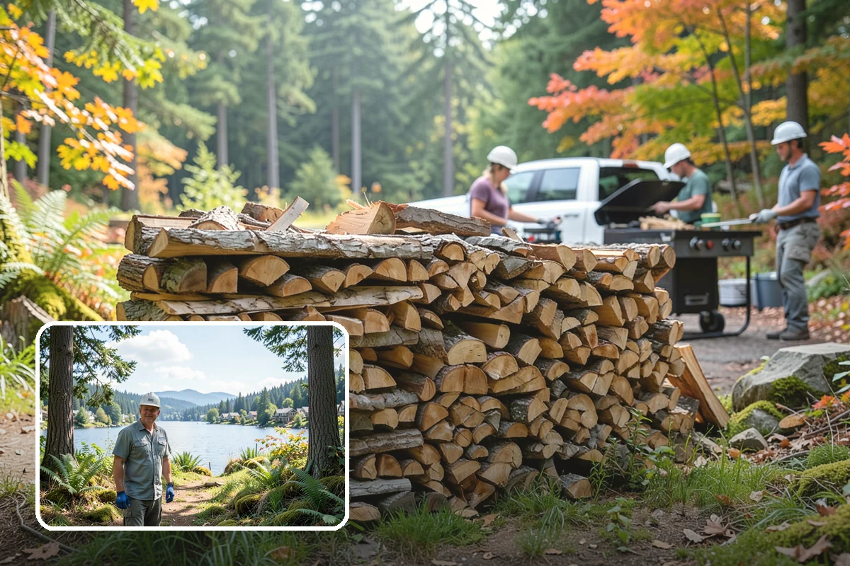 Firewood Processing in Milton, King County, WA - End-to-end service from log to stack