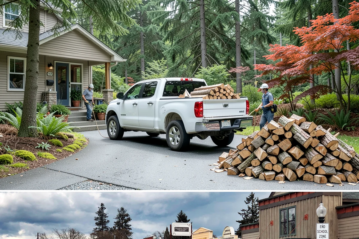 Firewood Processing in Roy, Pierce County, WA - Processing in the dry months lets the finished stack season fully before winter burning.