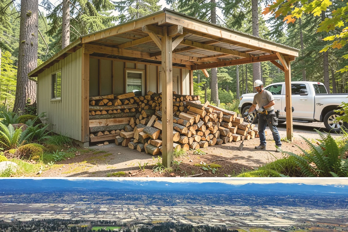 Firewood Processing in SeaTac, King County, WA - Processing in the dry months lets the finished stack season fully before winter burning.