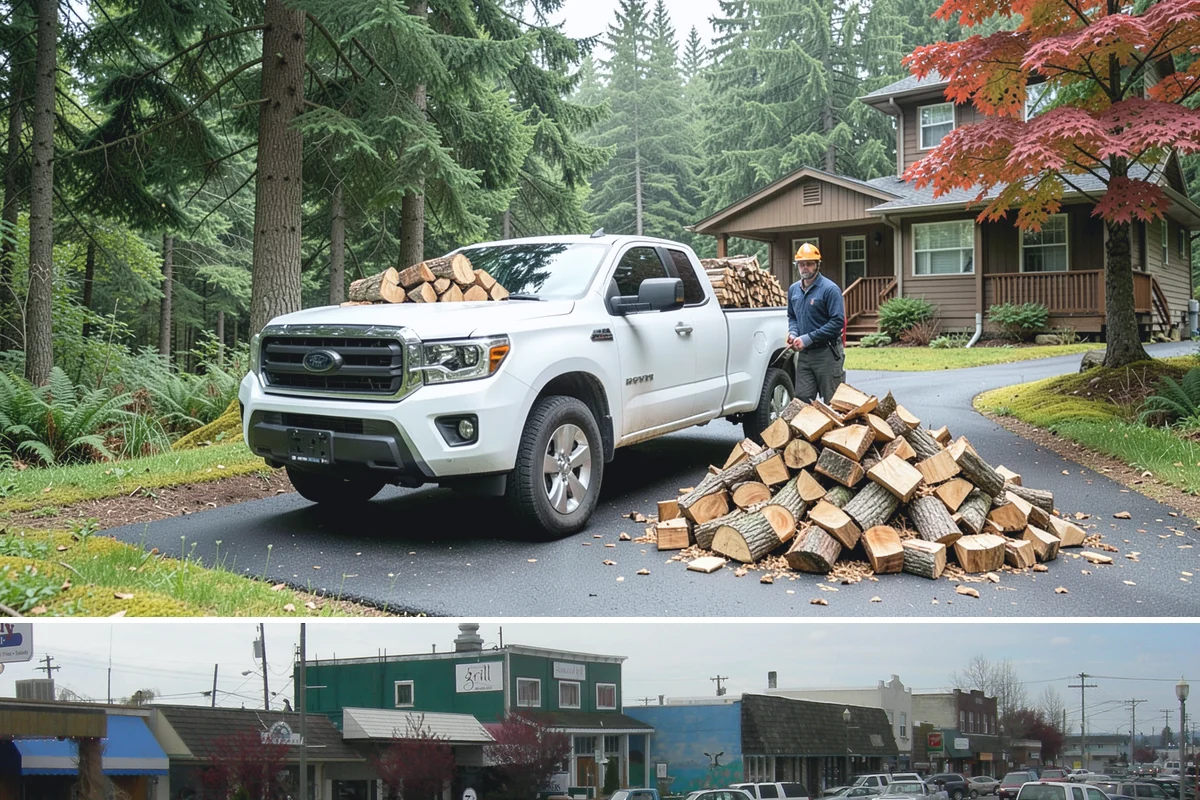 Firewood Processing in Stanwood, Snohomish County, WA - Processing in the dry months lets the finished stack season fully before winter burning.