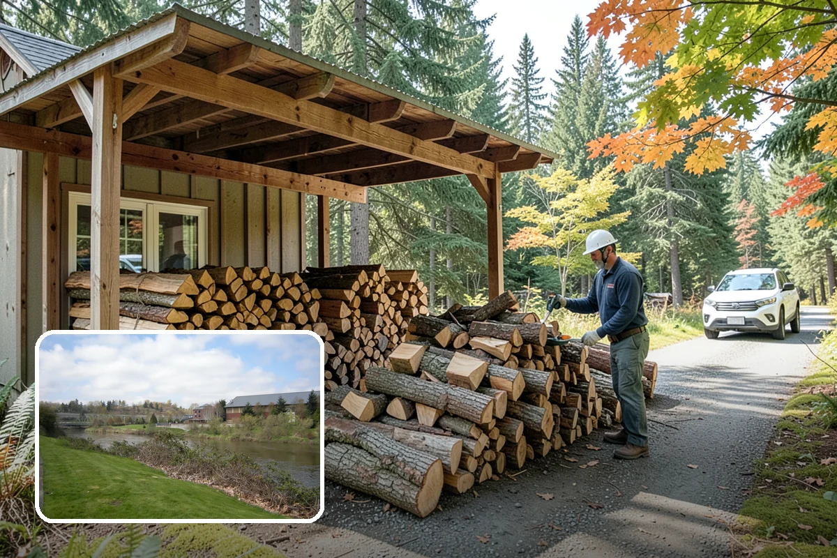Firewood Processing in Tukwila, King County, WA - End-to-end service from log to stack