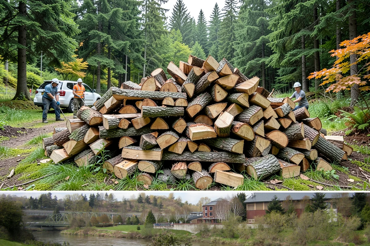 Firewood Processing in Tukwila, King County, WA - Processing in the dry months lets the finished stack season fully before winter burning.