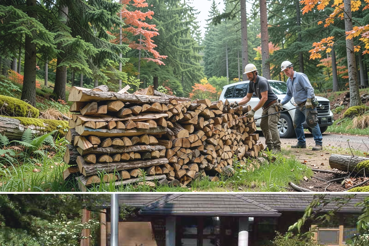 Firewood Processing in Yarrow Point, King County, WA - Processing in the dry months lets the finished stack season fully before winter burning.