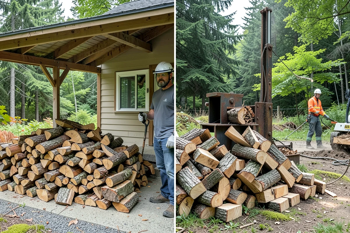 Firewood Processor Service in Arlington, Snohomish County, WA - Assess the log volume and set length and split size