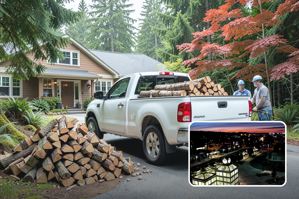 Firewood Processor Service in Auburn, King County, WA - Bucks and splits in a single continuous pass