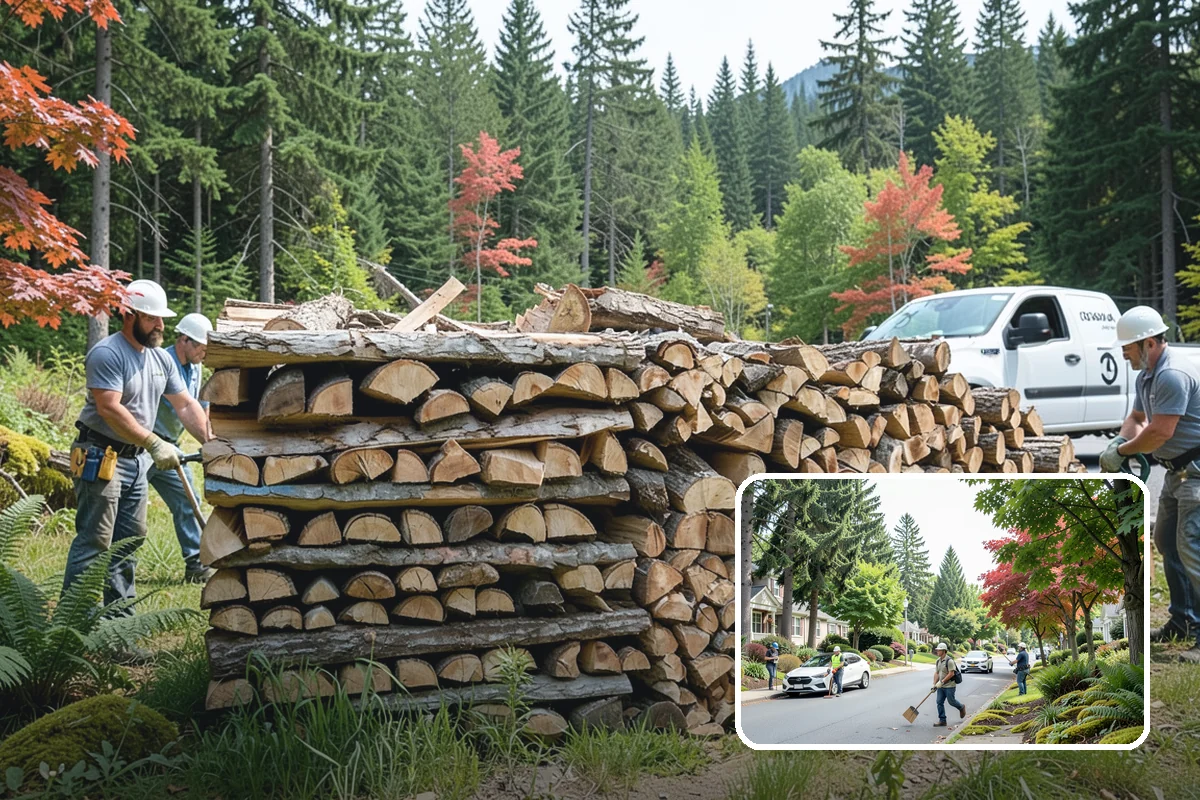 Firewood Processor Service in Beaux Arts Village, King County, WA - Bucks and splits in a single continuous pass