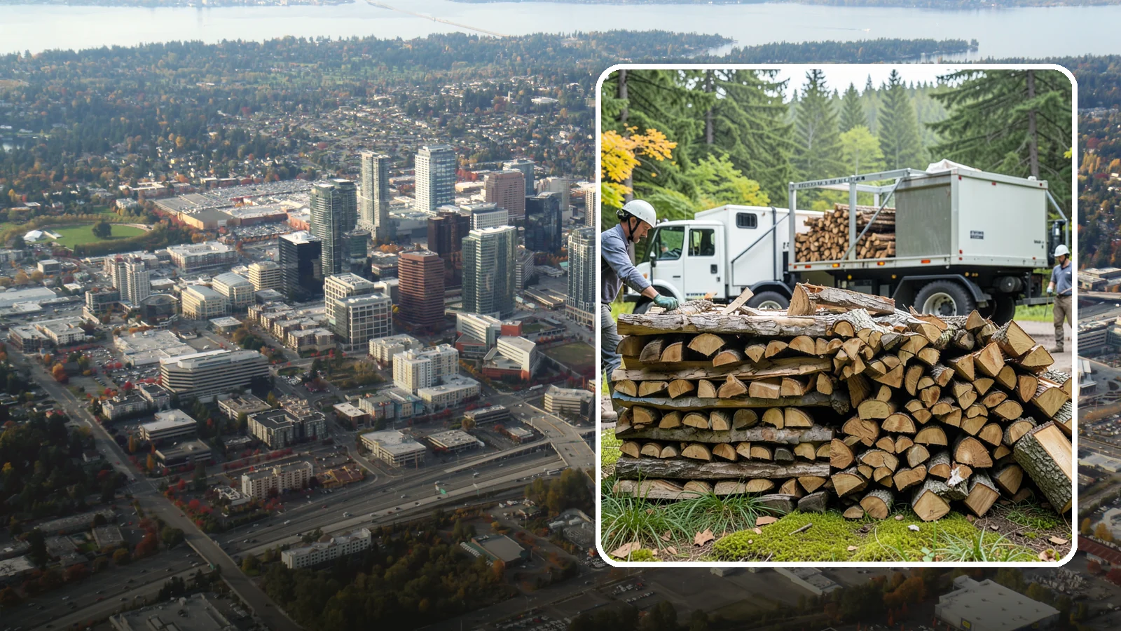 Firewood Processor Service in Bellevue, King County, WA - We run a firewood processor that bucks and splits your logs in one continuous, high-volume operation.