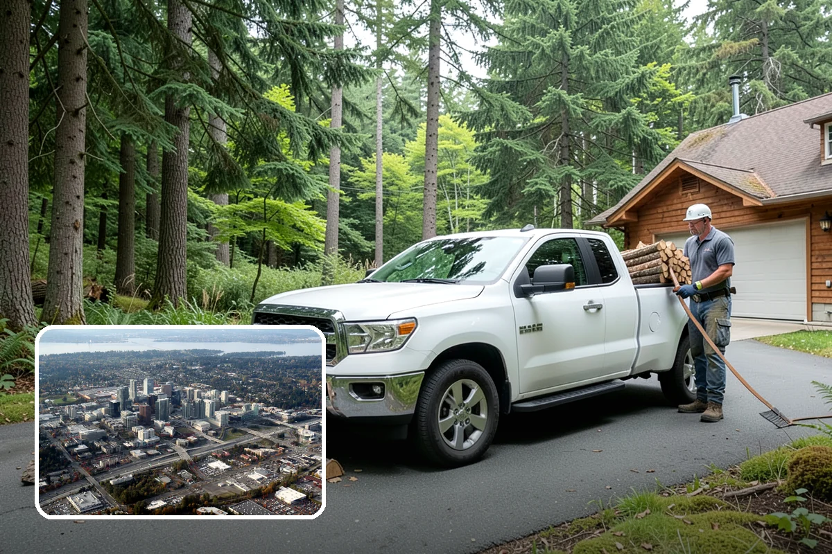 Firewood Processor Service in Bellevue, King County, WA - Bucks and splits in a single continuous pass