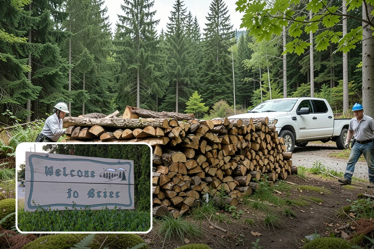 Firewood Processor Service in Brier, Snohomish County, WA - Bucks and splits in a single continuous pass
