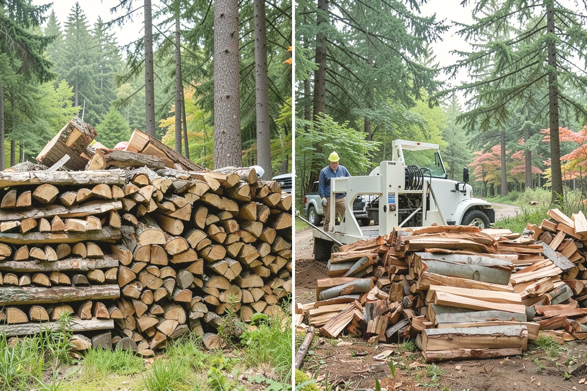 Firewood Processor Service in Carbonado, Pierce County, WA - Assess the log volume and set length and split size