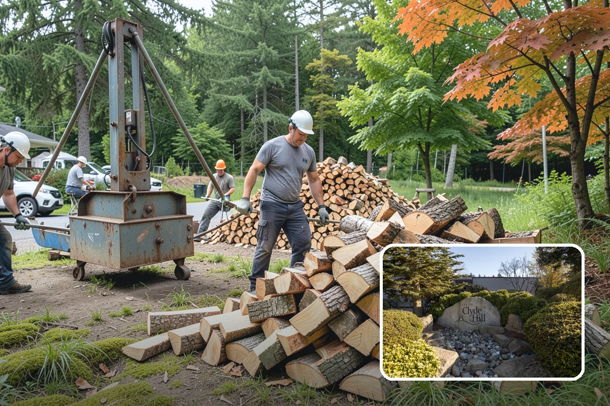 Firewood Processor Service in Clyde Hill, King County, WA - Bucks and splits in a single continuous pass