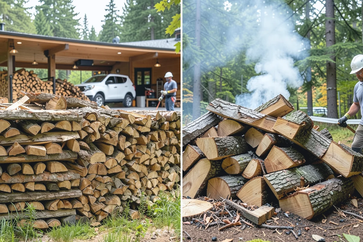 Firewood Processor Service in Coupeville, Island County, WA - Assess the log volume and set length and split size