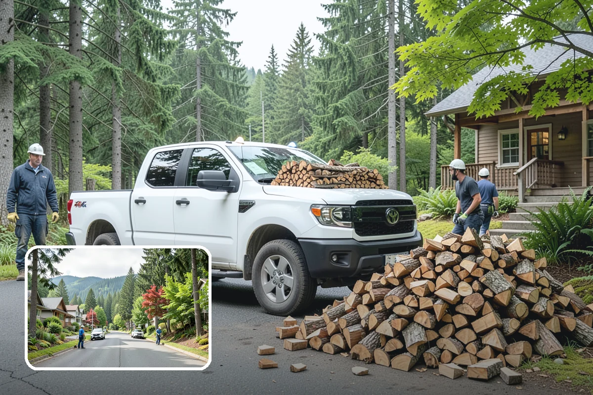 Firewood Processor Service in Darrington, WA - Bucks and splits in a single continuous pass