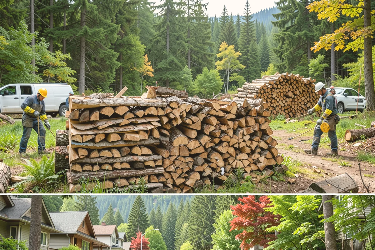 Firewood Processor Service in Darrington, WA - Best for fall and winter bulk processing or clearing large volumes of downed wood after major storms.