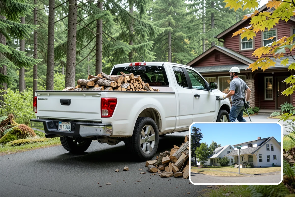Firewood Processor Service in DuPont, Pierce County, WA - Bucks and splits in a single continuous pass
