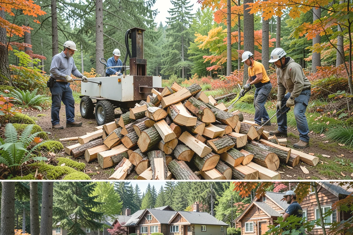 Firewood Processor Service in Edgewood, WA - Best for fall and winter bulk processing or clearing large volumes of downed wood after major storms.