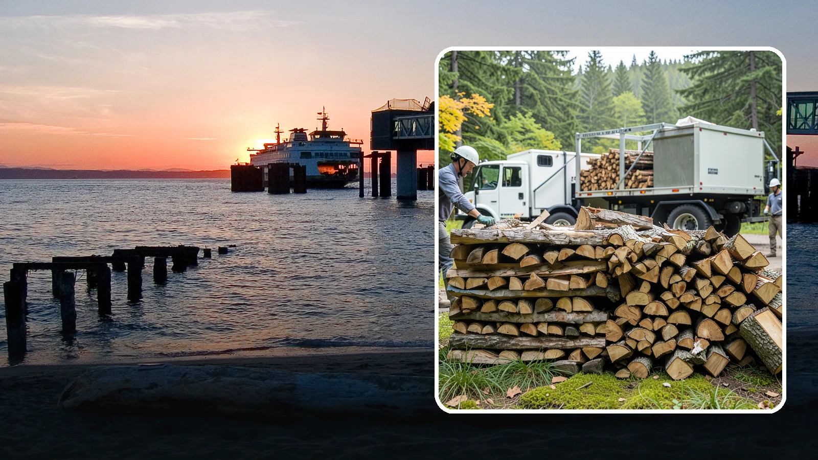 Firewood Processor Service in Edmonds, Snohomish County, WA - We run a firewood processor that bucks and splits your logs in one continuous, high-volume operation.