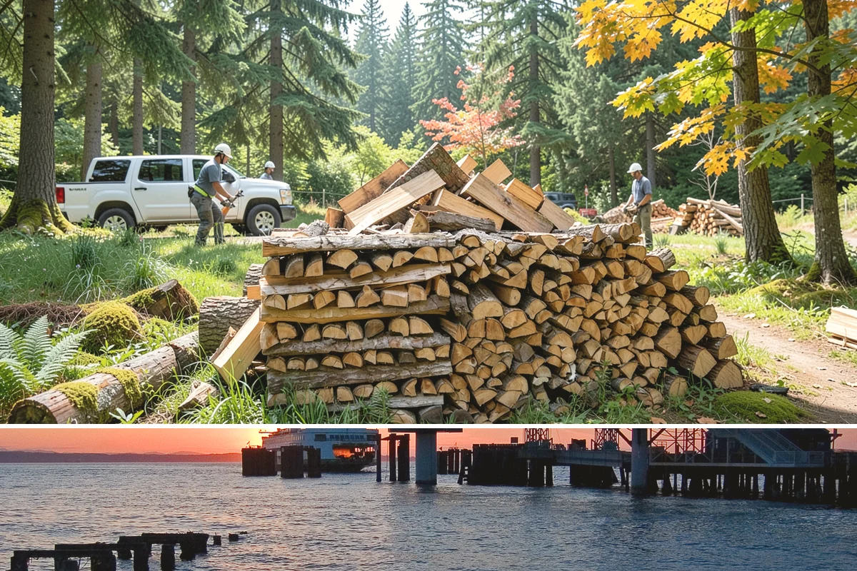 Firewood Processor Service in Edmonds, Snohomish County, WA - Best for fall and winter bulk processing or clearing large volumes of downed wood after major storms.